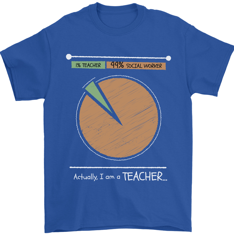 1% Teacher 99% Social Worker Teaching Mens T-Shirt 100% Cotton Royal Blue