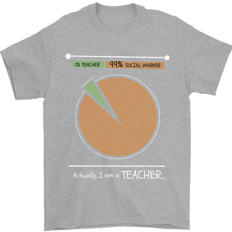 1% Teacher 99% Social Worker Teaching Mens T-Shirt 100% Cotton Sports Grey