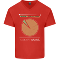 1% Teacher 99% Social Worker Teaching Mens V-Neck Cotton T-Shirt Red