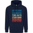 20th Birthday 20 Year Old Mens 80% Cotton Hoodie Navy Blue