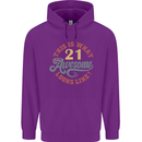 21st Birthday 21 Year Old Awesome Looks Like Mens 80% Cotton Hoodie Purple