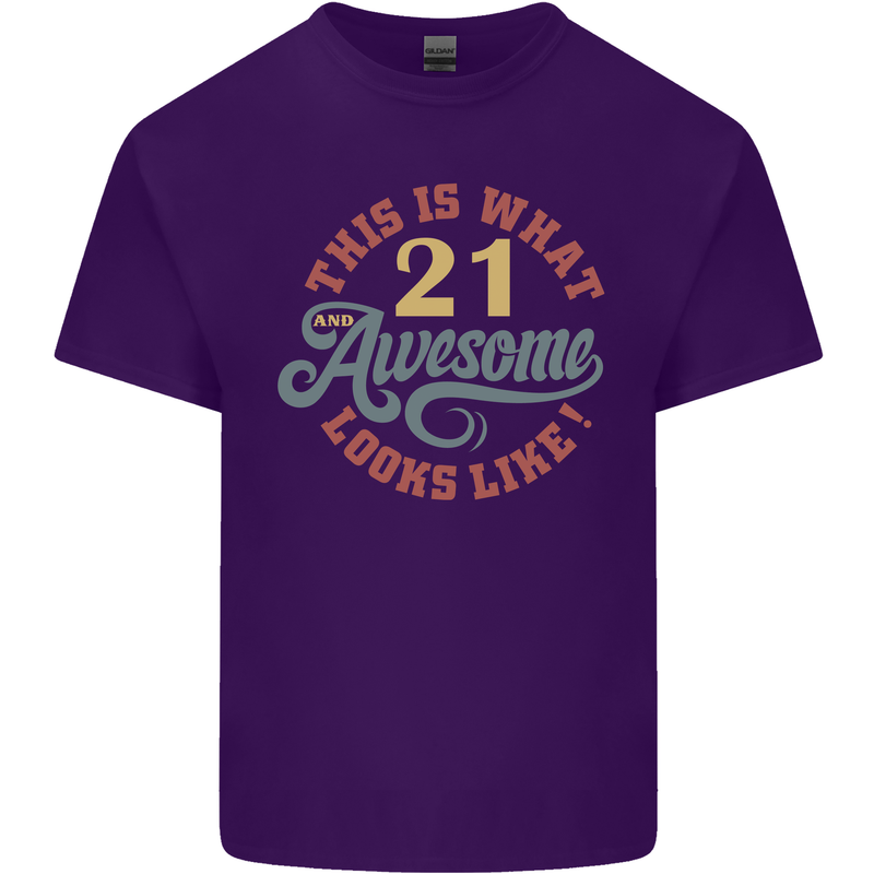 21st Birthday 21 Year Old Awesome Looks Like Mens Cotton T-Shirt Tee Top Purple
