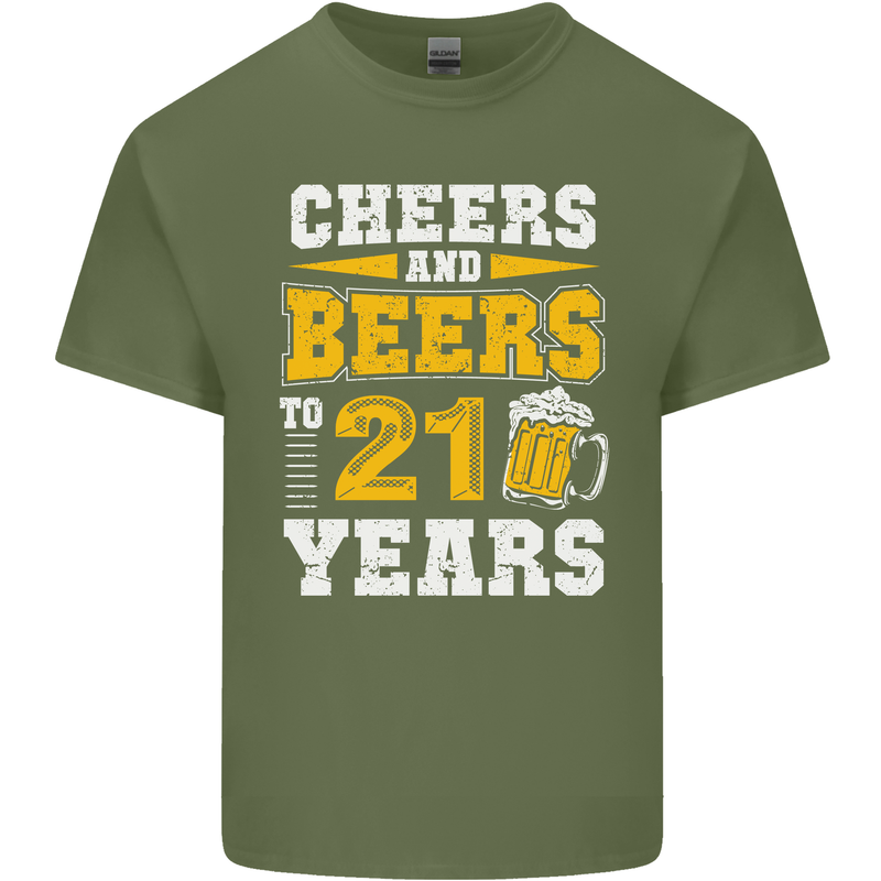 21st Birthday 21 Year Old Funny Alcohol Mens Cotton T-Shirt Tee Top Military Green
