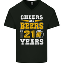 21st Birthday 21 Year Old Funny Alcohol Mens V-Neck Cotton T-Shirt Black