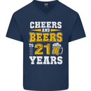 21st Birthday 21 Year Old Funny Alcohol Mens V-Neck Cotton T-Shirt Navy Blue