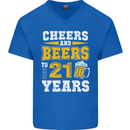 21st Birthday 21 Year Old Funny Alcohol Mens V-Neck Cotton T-Shirt Royal Blue