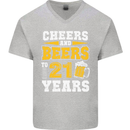 21st Birthday 21 Year Old Funny Alcohol Mens V-Neck Cotton T-Shirt Sports Grey