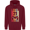 21st Birthday 21 Year Old Level Up Gamming Mens 80% Cotton Hoodie Maroon