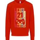 21st Birthday 21 Year Old Level Up Gamming Mens Sweatshirt Jumper Bright Red