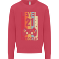 21st Birthday 21 Year Old Level Up Gamming Mens Sweatshirt Jumper Heliconia