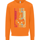 21st Birthday 21 Year Old Level Up Gamming Mens Sweatshirt Jumper Orange