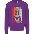 21st Birthday 21 Year Old Level Up Gamming Mens Sweatshirt Jumper Purple