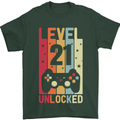 21st Birthday 21 Year Old Level Up Gamming Mens T-Shirt 100% Cotton Forest Green
