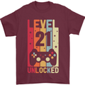21st Birthday 21 Year Old Level Up Gamming Mens T-Shirt 100% Cotton Maroon