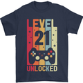 21st Birthday 21 Year Old Level Up Gamming Mens T-Shirt 100% Cotton Navy Blue