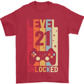 21st Birthday 21 Year Old Level Up Gamming Mens T-Shirt 100% Cotton Red