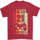 21st Birthday 21 Year Old Level Up Gamming Mens T-Shirt 100% Cotton Red