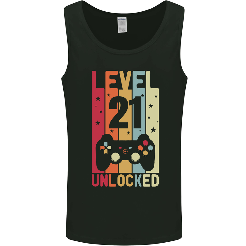 21st Birthday 21 Year Old Level Up Gamming Mens Vest Tank Top Black
