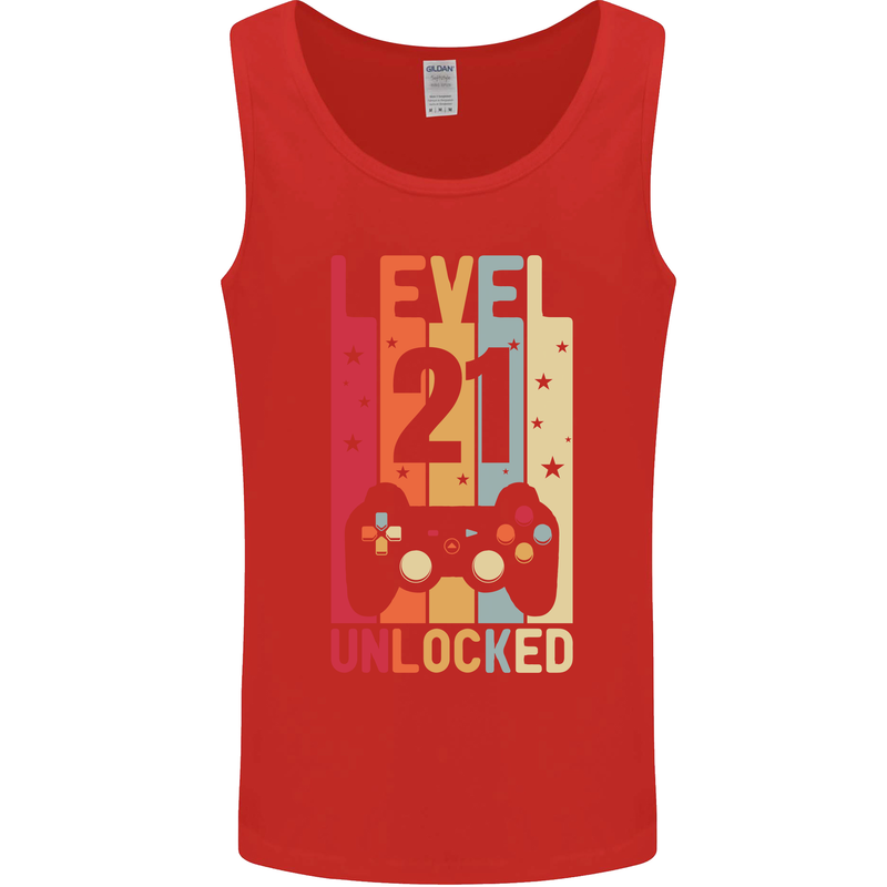 21st Birthday 21 Year Old Level Up Gamming Mens Vest Tank Top Red