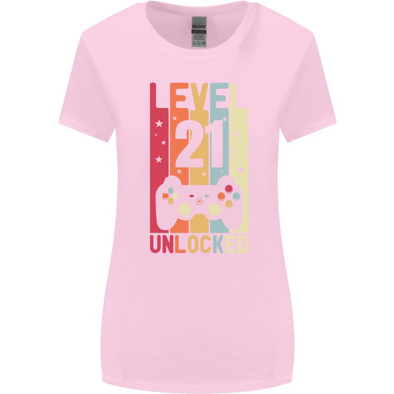 21st Birthday 21 Year Old Level Up Gamming Womens Wider Cut T-Shirt Light Pink
