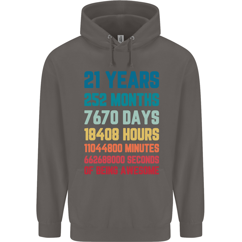 21st Birthday 21 Year Old Mens 80% Cotton Hoodie Charcoal