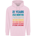 21st Birthday 21 Year Old Mens 80% Cotton Hoodie Light Pink