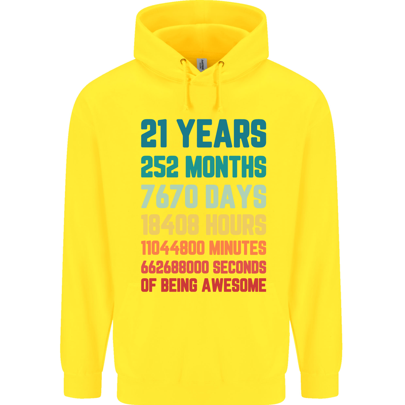 21st Birthday 21 Year Old Mens 80% Cotton Hoodie Yellow