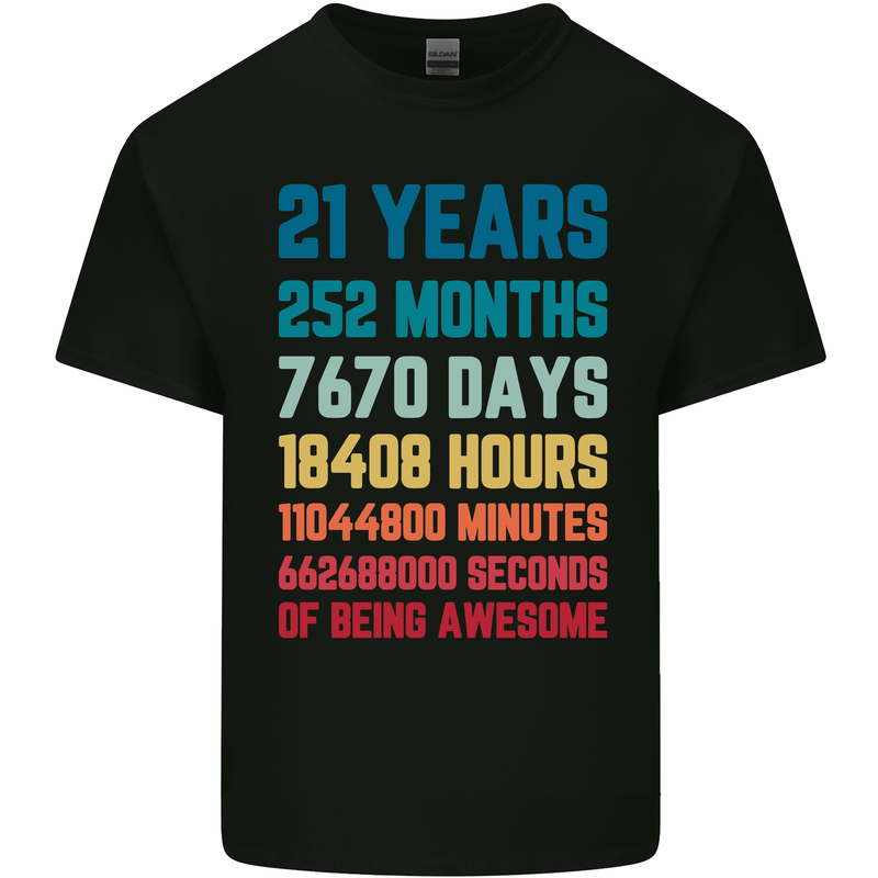 21st Birthday 21 Year Old Mens Cotton T-Shirt Tee Top Black