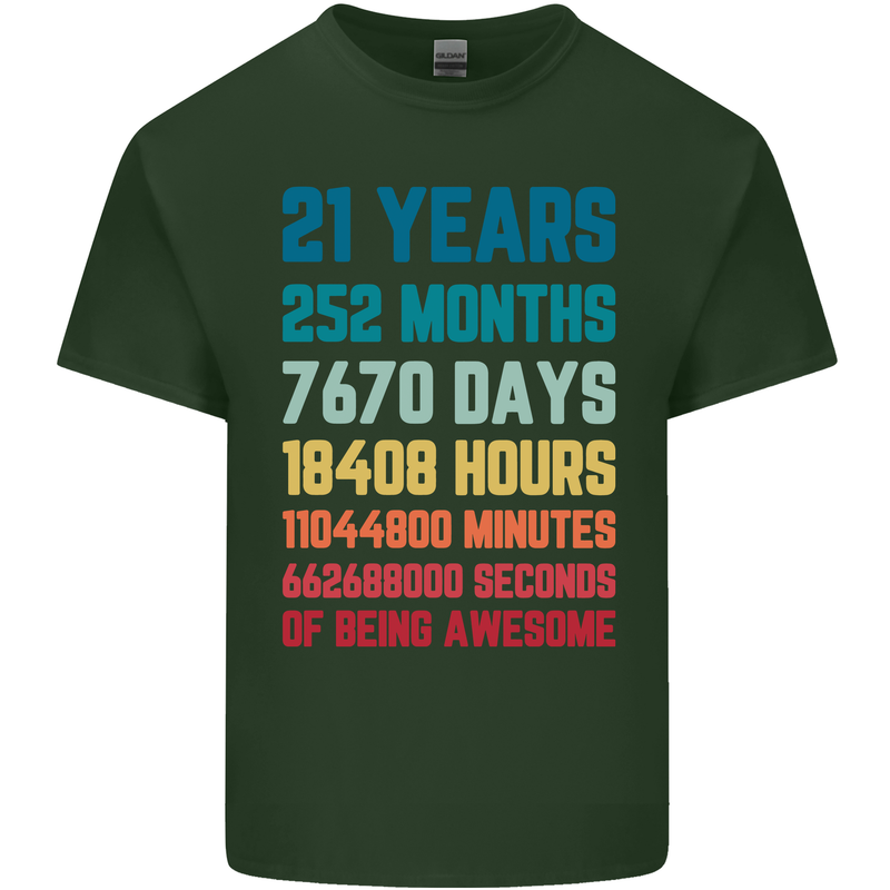 21st Birthday 21 Year Old Mens Cotton T-Shirt Tee Top Forest Green
