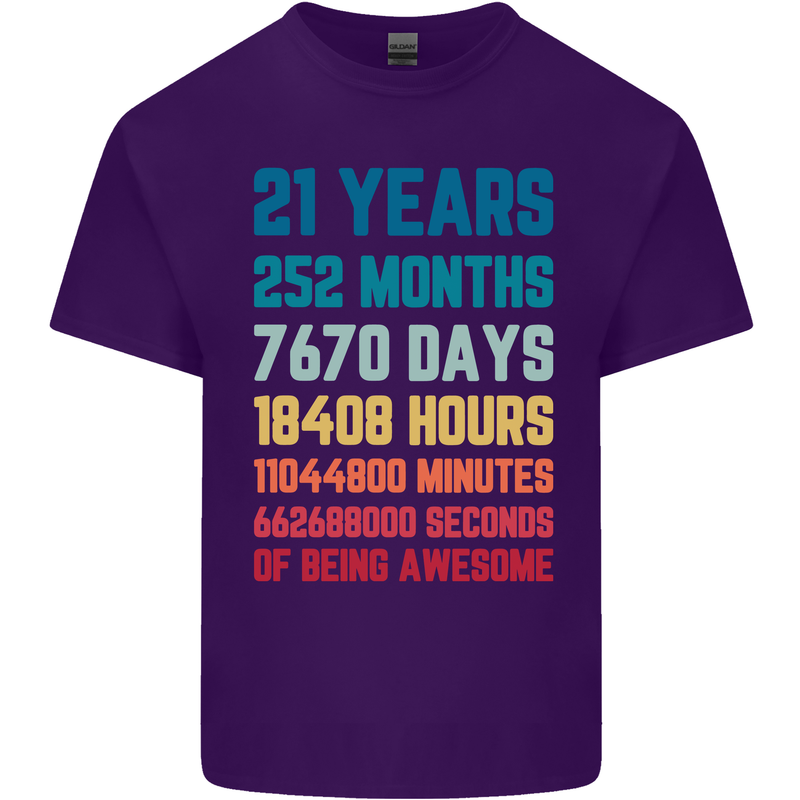21st Birthday 21 Year Old Mens Cotton T-Shirt Tee Top Purple