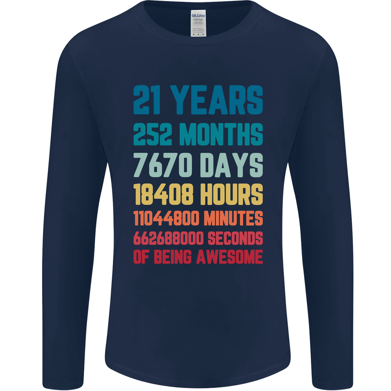 21st Birthday 21 Year Old Mens Long Sleeve T-Shirt Navy Blue