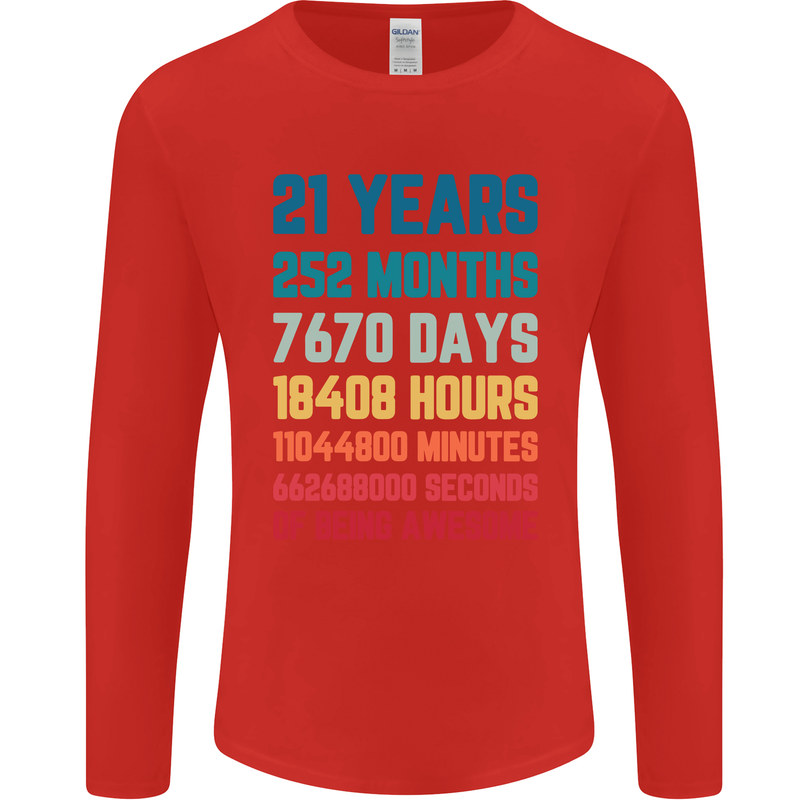 21st Birthday 21 Year Old Mens Long Sleeve T-Shirt Red