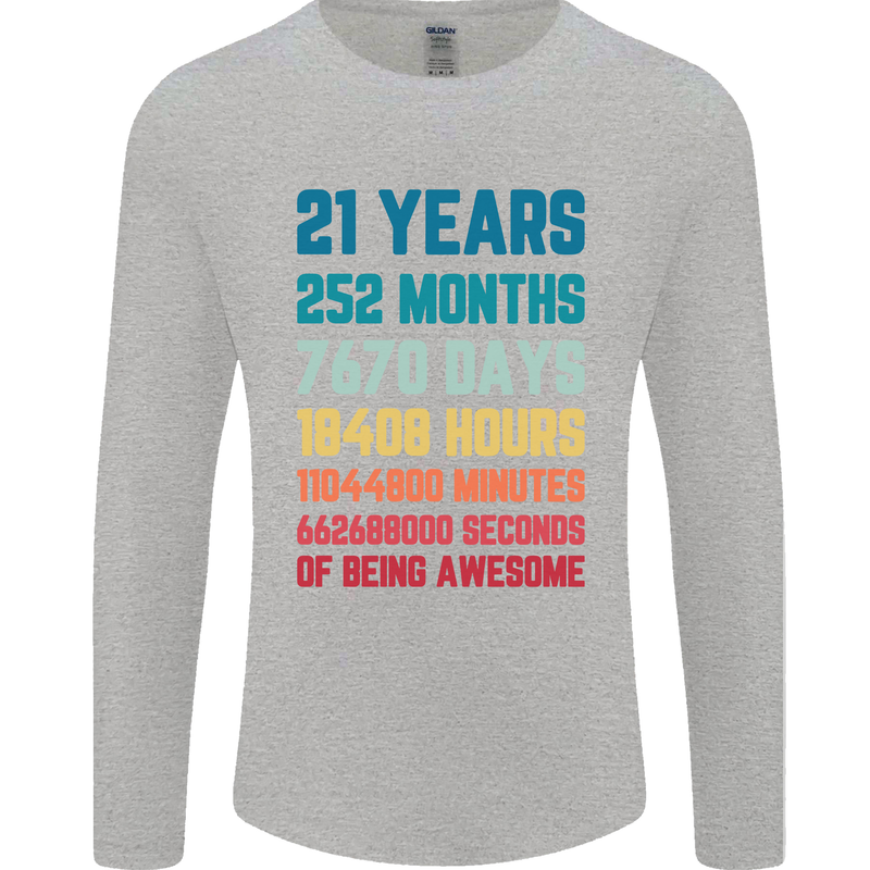 21st Birthday 21 Year Old Mens Long Sleeve T-Shirt Sports Grey
