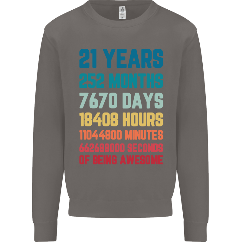21st Birthday 21 Year Old Mens Sweatshirt Jumper Charcoal