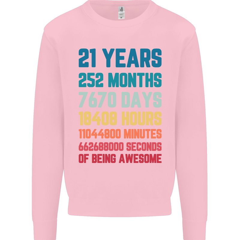 21st Birthday 21 Year Old Mens Sweatshirt Jumper Light Pink