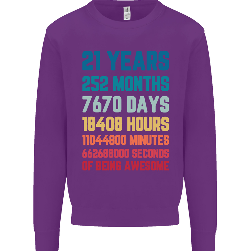 21st Birthday 21 Year Old Mens Sweatshirt Jumper Purple