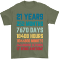 21st Birthday 21 Year Old Mens T-Shirt 100% Cotton Military Green