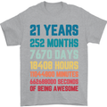 21st Birthday 21 Year Old Mens T-Shirt 100% Cotton Sports Grey