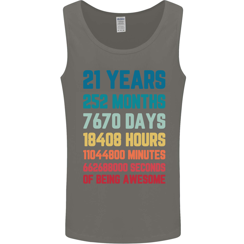 21st Birthday 21 Year Old Mens Vest Tank Top Charcoal