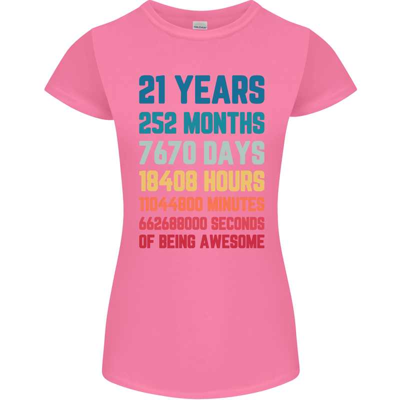 21st Birthday 21 Year Old Womens Petite Cut T-Shirt Azalea