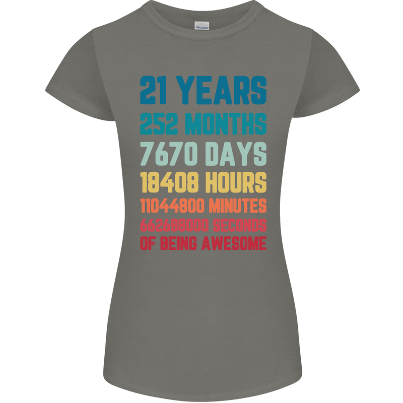 21st Birthday 21 Year Old Womens Petite Cut T-Shirt Charcoal