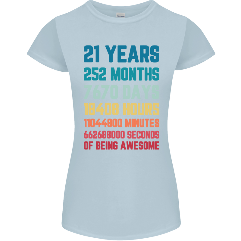 21st Birthday 21 Year Old Womens Petite Cut T-Shirt Light Blue