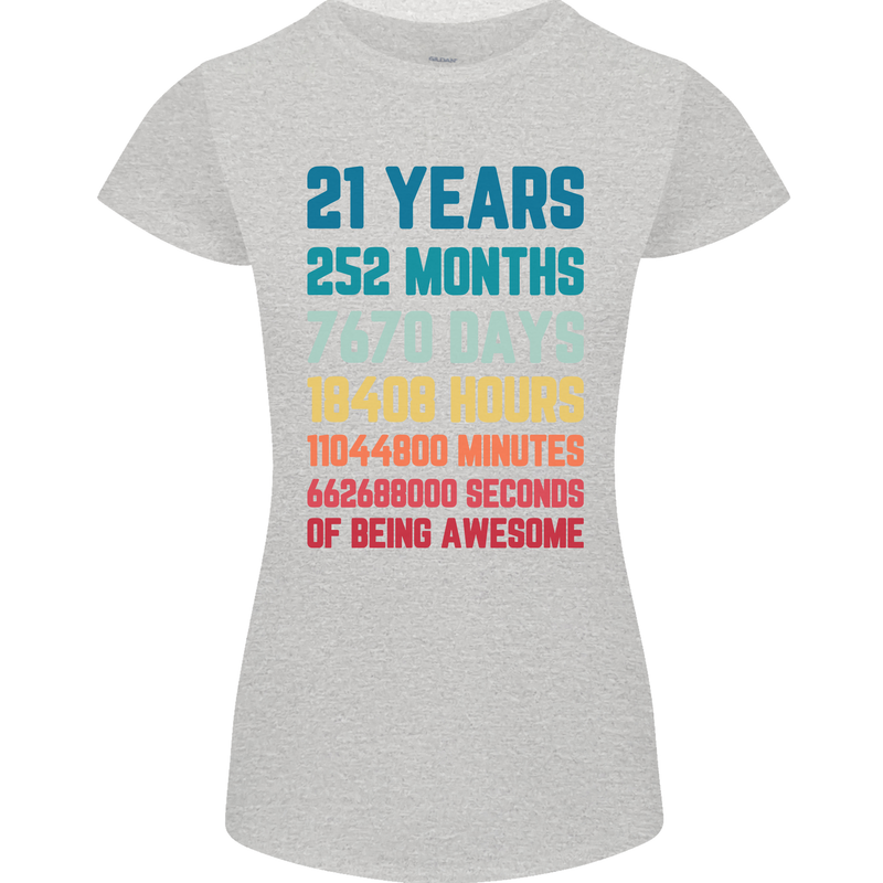 21st Birthday 21 Year Old Womens Petite Cut T-Shirt Sports Grey