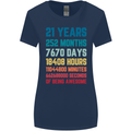 21st Birthday 21 Year Old Womens Wider Cut T-Shirt Navy Blue