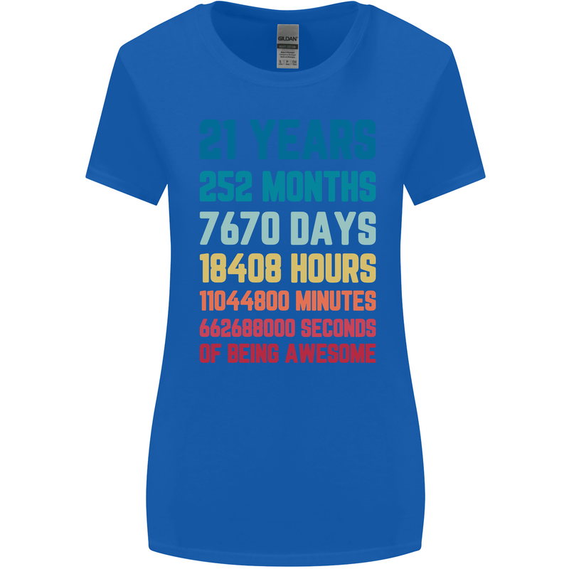 21st Birthday 21 Year Old Womens Wider Cut T-Shirt Royal Blue