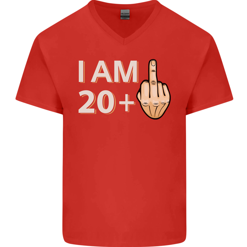 21st Birthday Funny Offensive 21 Year Old Mens V-Neck Cotton T-Shirt Red