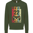 22nd Birthday 22 Year Old Level Up Gamming Mens Sweatshirt Jumper Forest Green