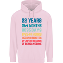 22nd Birthday 22 Year Old Mens 80% Cotton Hoodie Light Pink