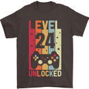 24th Birthday 24 Year Old Level Up Gamming Mens T-Shirt 100% Cotton Dark Chocolate