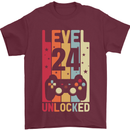 24th Birthday 24 Year Old Level Up Gamming Mens T-Shirt 100% Cotton Maroon